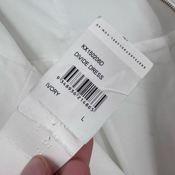 Keepsake the Label Sweetheart Neck Strapless Divide Bodycon Dress White Sz Large - Picture 8 of 11